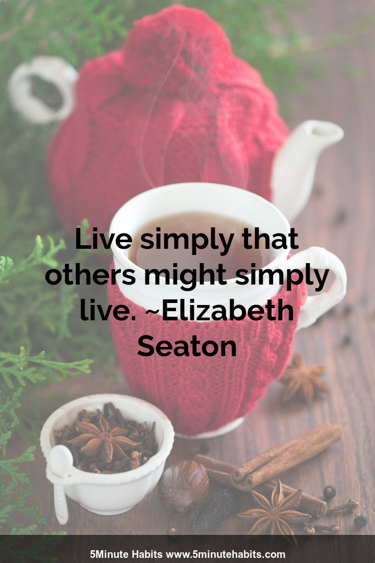 Live simply that others might simply live. ~Elizabeth Seaton